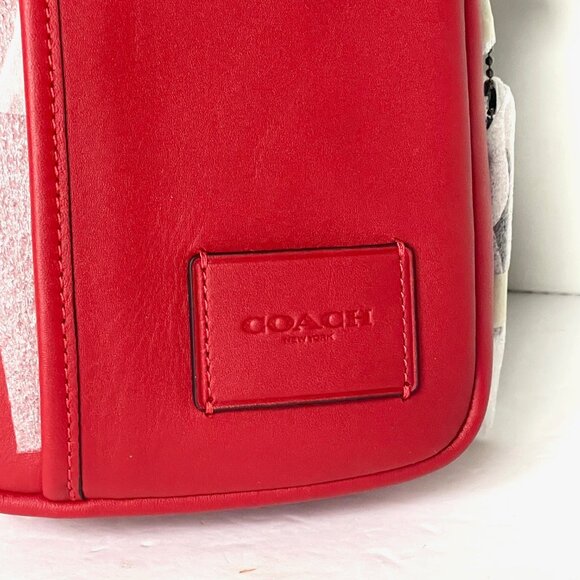 Coach Edge L Pack Mens Red Leather Small Sling Shoulder Bag CM154 ORG PKG - Picture 4 of 11
